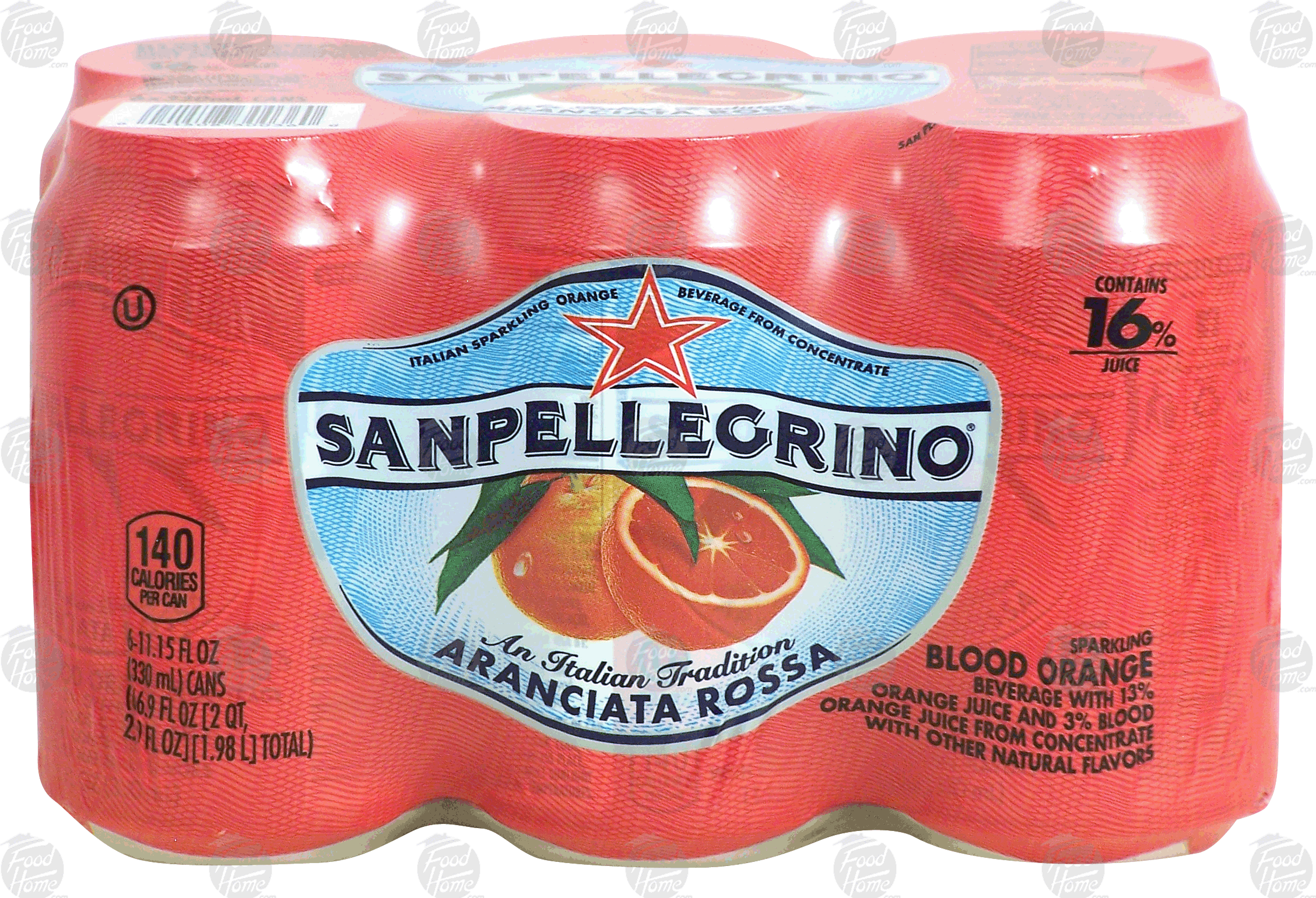 Sanpellegrino  aranciata rossa, sparkling blood orange beverage with 16% juice from concentrate, 6-11.15 fl oz cans Full-Size Picture